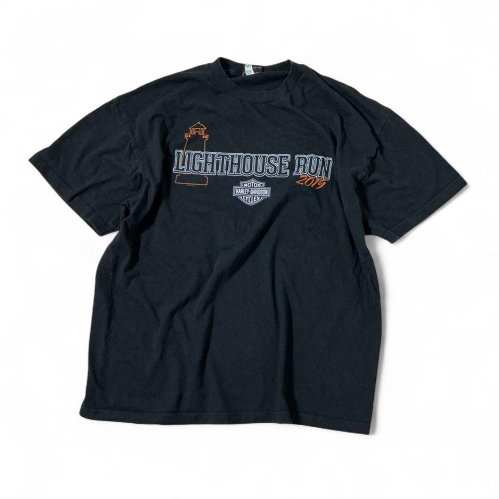 Harley Davidson Lighthouse Run 2019‎ Mens Black Graphic T Shirt 2XL